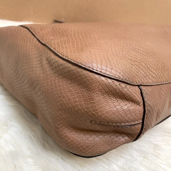 MICHAEL KORS Large N/S Top Zip MEGAN Hobo Dark Dune Snake-Embossed Leather - Picture 14 of 16